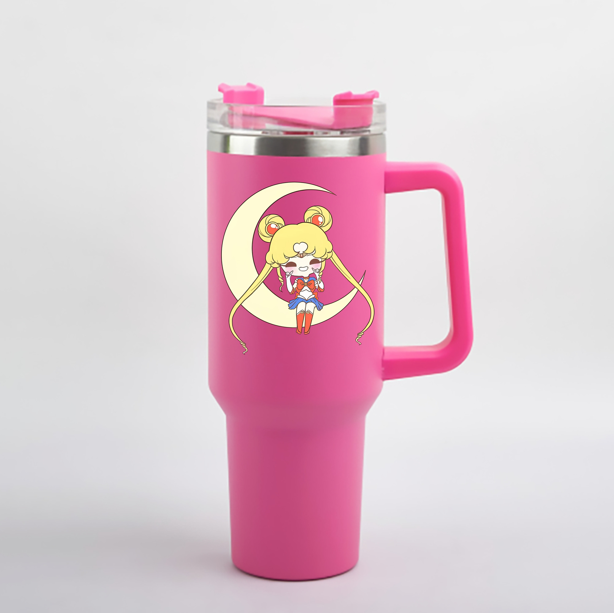（画像用） 美少女戦士セーラームーン 月野 うさぎ つきの うさぎ Sailor Moon Tsukino Usagi 1200mL車用タンブラー - クリスタルステッカー（プラスチックストロー付き）